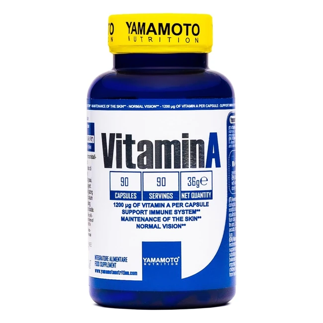 Integratore Alimentare Yamamoto Nutrition Vitamin A - Sistema Immunitario, Pelle e Vista - Senza Glutine e Lattosio
