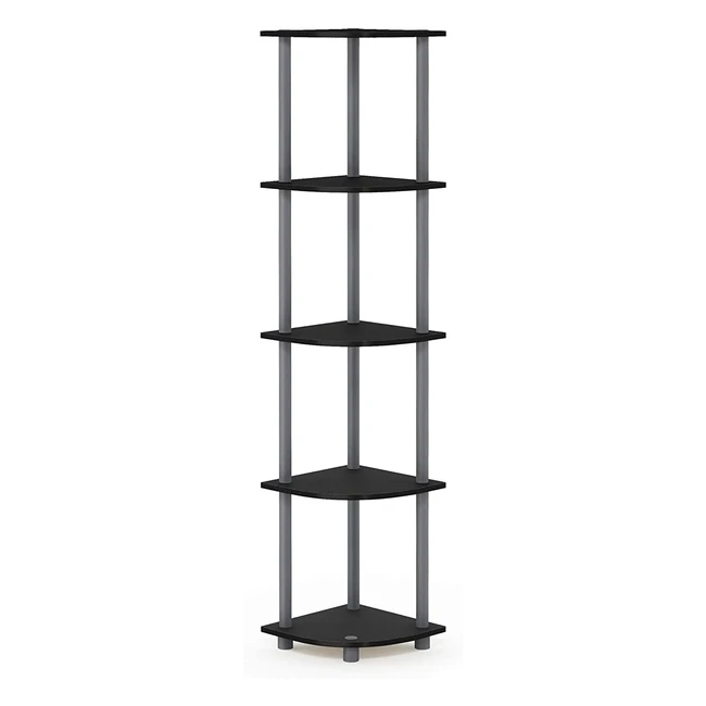 Furinno 5 Tier Corner Shelf - Wood BlackGrey - Functional  Stylish