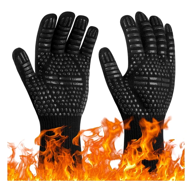 Flintronic Grill Gloves - Heat Resistant Hand Protection - 1472F800C - Ideal for Grill, Oven, Cooking, Soldering