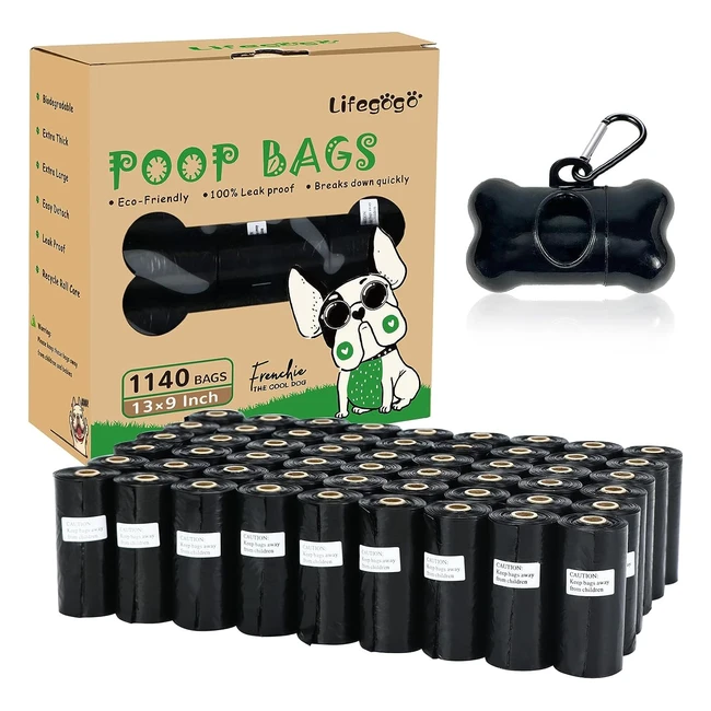 Biodegradable Dog Poo Bags - 1140 Counts - Extra Thick  Leak Proof - With Dispe