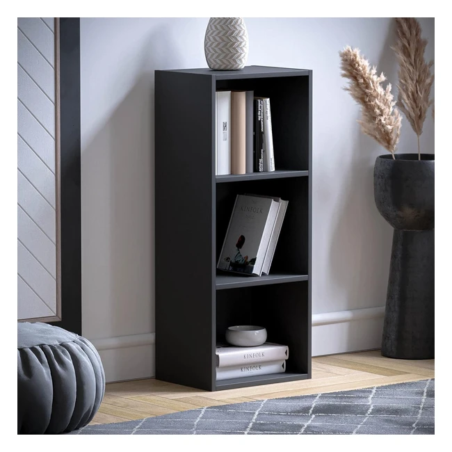 Estantería Vida Designs Oxford de 3 estantes en madera de roble para oficina y sala de estar - Negro