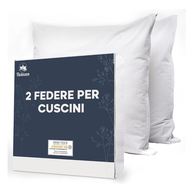 Coppia Federe Cuscini 65x65 - Set 2 Copricuscini Impermeabili con Cerniera - Certificato Oekotex - Morbide e Confortevoli