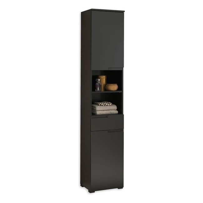 Spice Badezimmer Hochschrank in Schwarz Matt - Viel Stauraum - 40x191x32cm