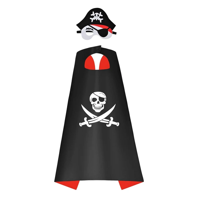 Aomig Kids Pirate Costume - Classic Pirate Cloak with 3D Pirate Hat  Eye Patch