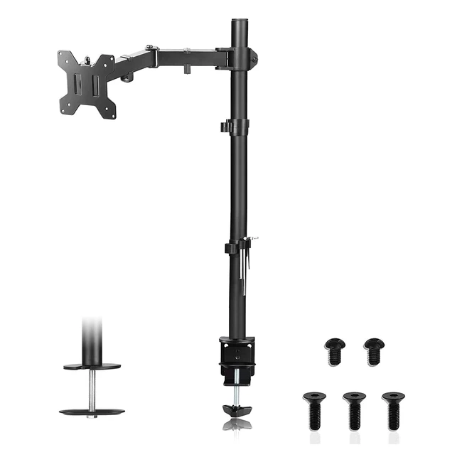 Suptek Single Monitor Arm - Tall Stand, 80cm Pole, Max Load 10kg - For 13-32 inch Screens - PC Monitor Stands