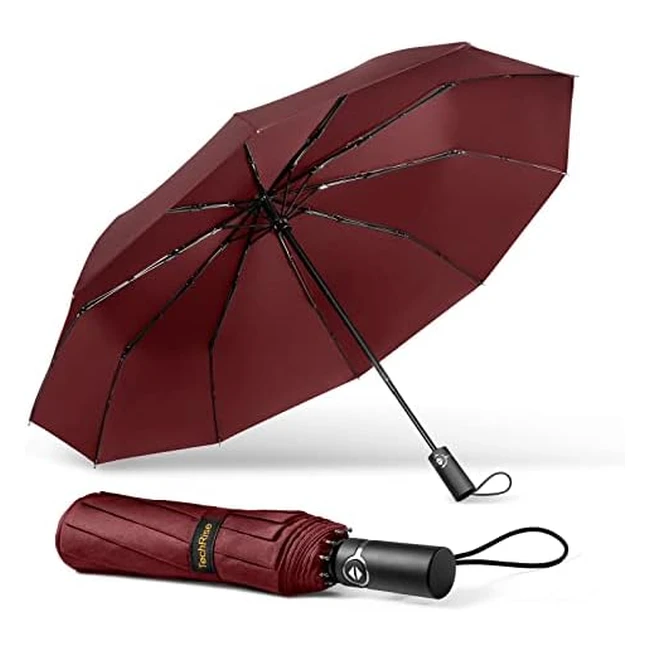 Techrise Large Windproof Umbrella - Compact Travel Folding Umbrella - 10 Ribs - 
