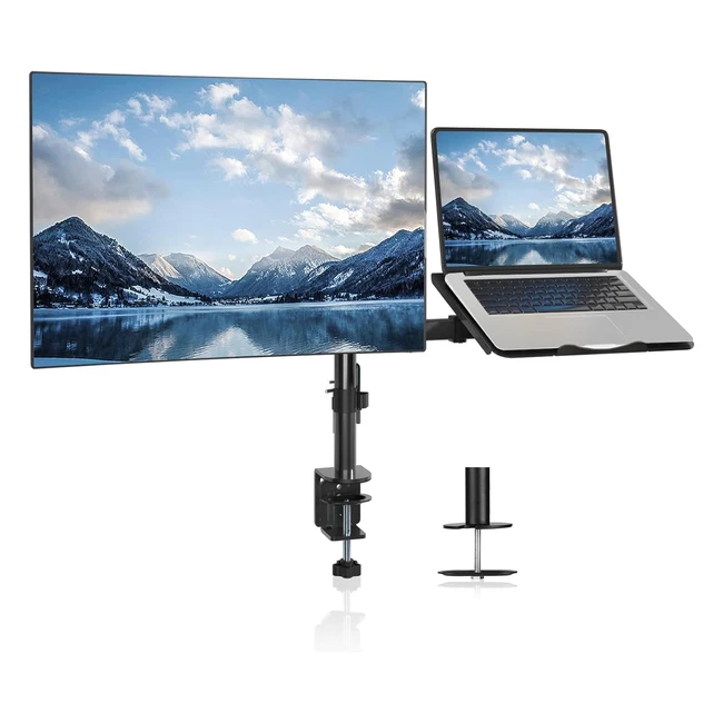 Suptek Monitor Arm with Laptop Tray - Fully Adjustable VESA Mount - 13-27 Inch LCD LED Screen - Up to 17 Inch Notebook - MD6432TP004