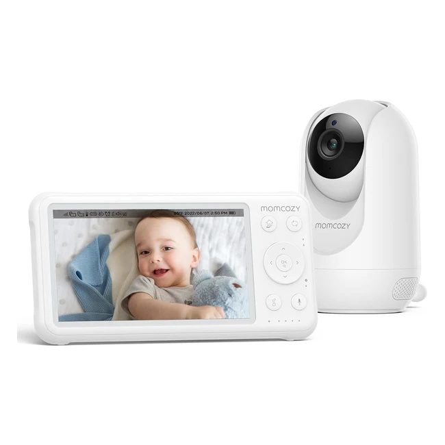 Babyphone Momcozy avec caméra HD 1080p, écran 5 pouces, batterie 5000mAh, vision nocturne infrarouge