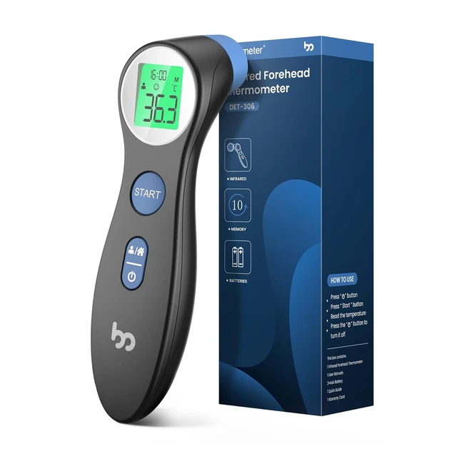 Fieberthermometer für Babys, Kinder und Erwachsene - kontaktloses Stirnthermometer - Infrarotthermometer mit sofortiger genauer Messung - Fieberalarm - schwarzes LCD