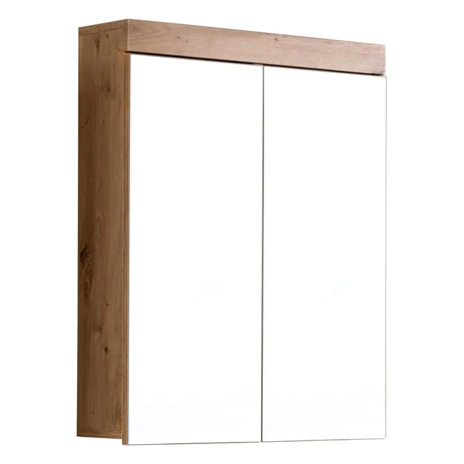 Trendteam Smart Living Spiegelschrank Bad Amanda, 60x77x17 cm, Weiß Hochglanz, Asteiche, 139340507