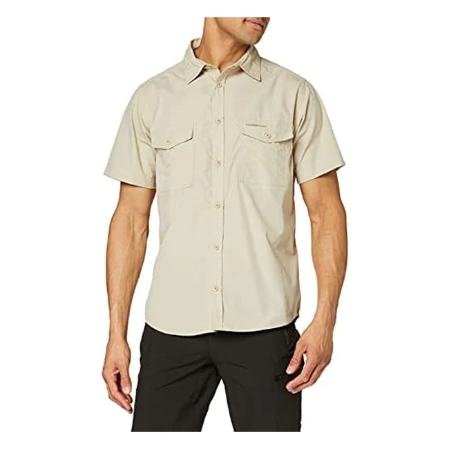 Craghoppers Kiwi Short Sleeve Shirt - Oatmeal - Style  Comfort - CMS701