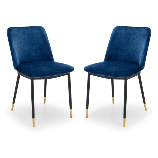 Julian Bowen Set of 2 Delaunay Dining Chairs Blue  Height 83 Width 50 Depth 59c
