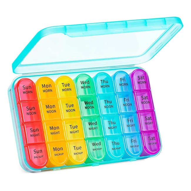 Pill Box 4 Times a Day  7 Days Pill Organiser Box  28 Compartments  Weekly Pi
