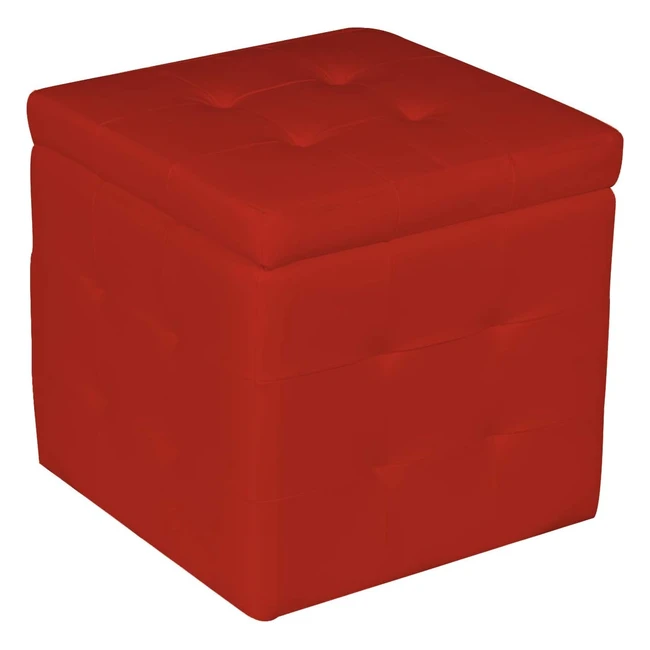 Pouf Contenitore in Finta Pelle Cubo 47x45x45 cm - Rosso