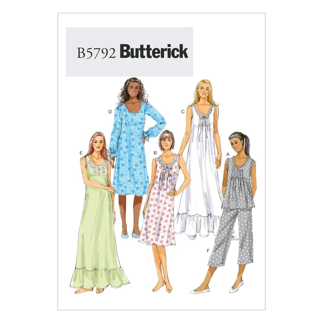Camisón y pijama de mujer Butterick B5792 - Patrón de costura en inglés y alemán