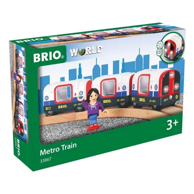 ¡Metro Brio World con Luz y Sonido! Vehículos para Circuito de Tren - 4 Piezas - Edad 3+