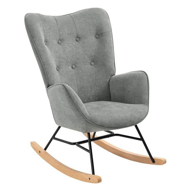 Meuble Cosy Relaxsessel mit Armlehnen und gepolsterter Sitzfläche, Metallgestell und Holzfuß, Stoff beige, 66 x 84 x 97 cm