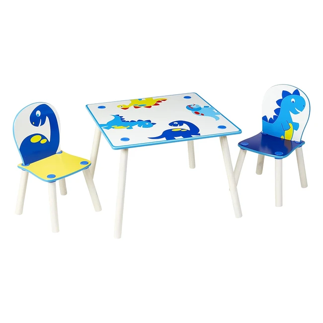 Hello Home 527DIE Dinosaur Kids Table and 2 Chair Set - Fun and Functional