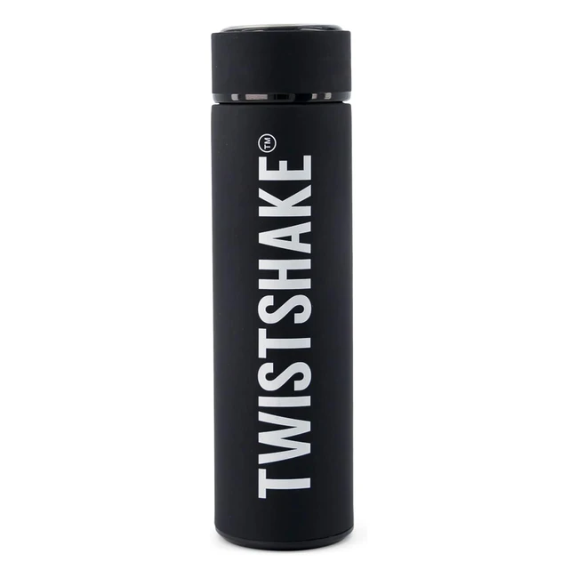 Twistshake Bottiglia Termica 420ml Nero - Acciaio Inossidabile - Ideale per Viaggi e Sport