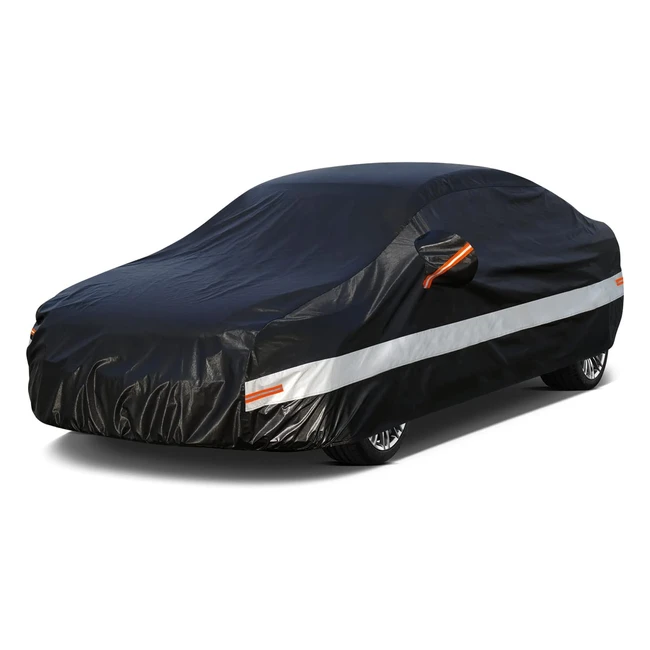 Holthly 10-Layer Car Cover - Waterproof, Breathable, Large - Saloon - 100% Waterproof - Rain, Snow, UV Protection - Custom Fit for Lexus ES, Cadillac CT5, CTS, Buick Lacrosse, etc. - Black