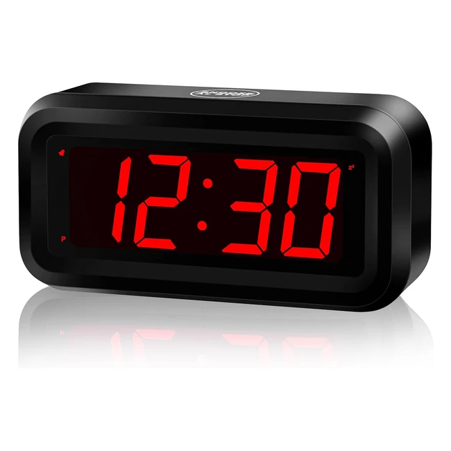 Kwanwa Digital Alarm Clock - Big 12 LED Time Display - Battery Operated - Perfect for Travel, Desk, Wall, Bedside