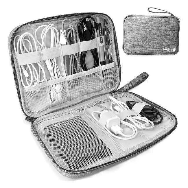 HCFGs Electronics Accessories Organizer Bag - Travel Cable Organiser Bag, Universal Carry Gadget Bag - Gray