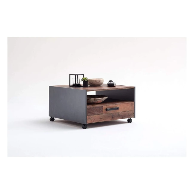 Trendteam Smart Living Couchtisch 70 x 40 x 70 cm | Einfache Pflege, Schublade, Rollen | Modernes Design