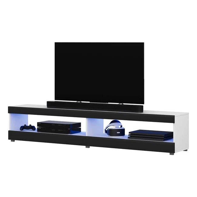 Selsey Viansola TV-Lowboard 140cm, weiß mattschwarz hochglanz, LED, flexibel montierbar