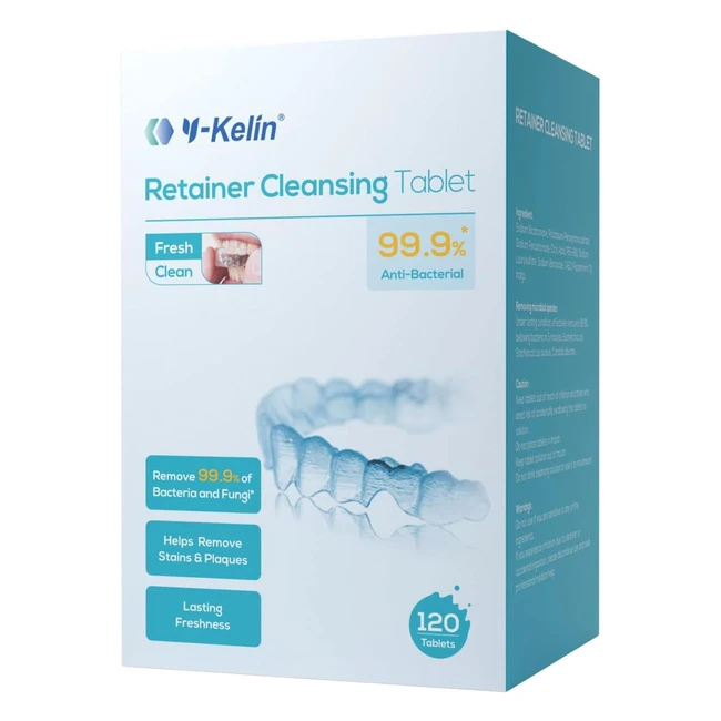 Ykelin Retainer Cleaner Tablets - Removes Stains  Odor - 4 Months Supply