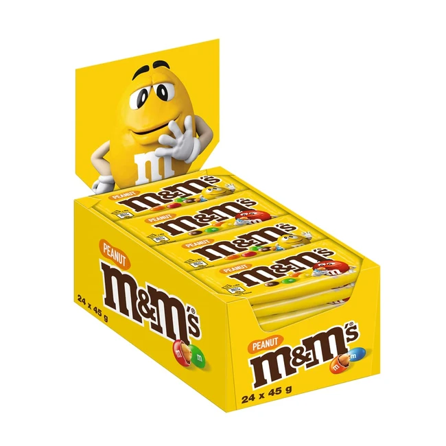 M&M's Peanut Beutel - Schokolinsen mit Erdnusskern - 24er Pack 24x45g