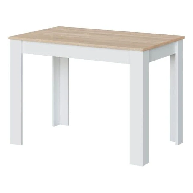 Habitdesign Cloe Esstisch Melamin Weiß/Eiche L1085 x H78 x T67 cm - Platzsparendes Design