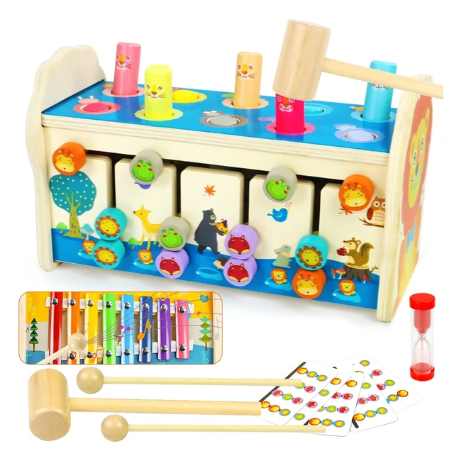 Jouet bb 1 an 4 en 1 - Jeux Montessori avec xylophone et puzzle animaux