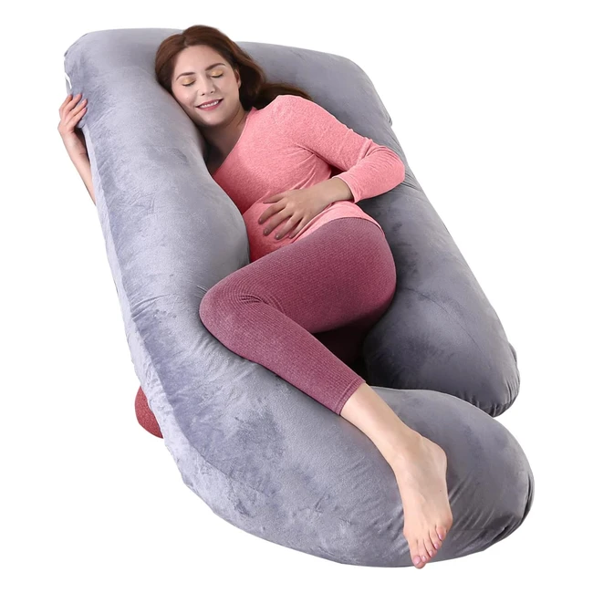 Trongle Pregnancy Pillow 53in U-Shape Maternity Pillow with Velvet Cover - Ergon