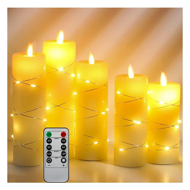 LED Kerzen mit eingebetteten Feenlichtern DA von 5 LED Kerzen mit 10-Tasten-Fern