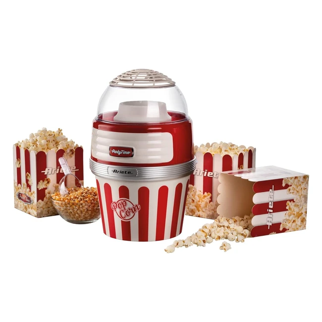 Ariete Popcorn XL Party Time 2957 Heißluft Popcornmaschine, 60g in 2 Minuten, 1100W, Rot