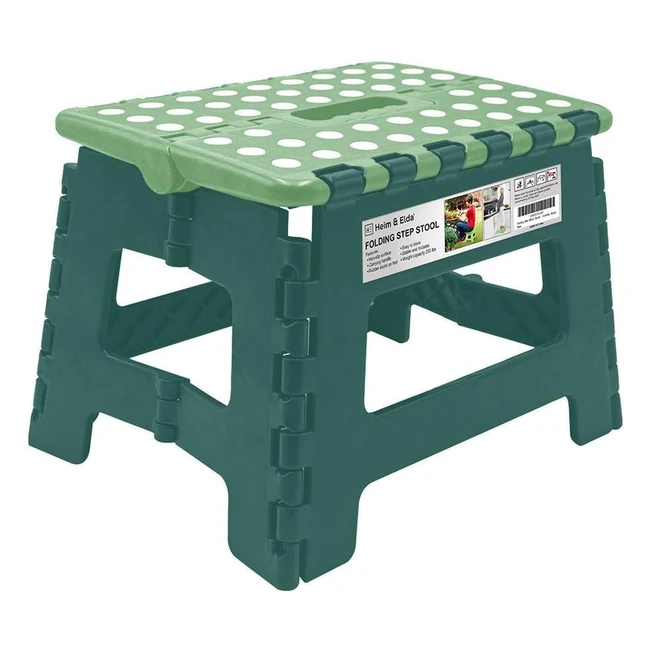 9 Inch Folding Step Stool - Heavy Duty, Green - Adults & Kids - Skid Resistant Top