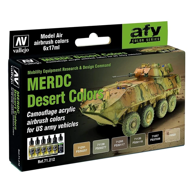 Ensemble de modèles Vallejo Air US MERDC Desert Colors - Réf. XYZ - Couleurs du désert, camouflage pour véhicules de l'armée américaine