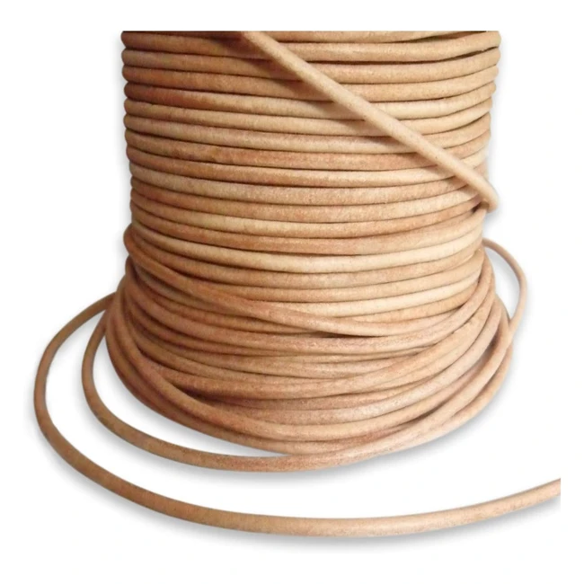 Cuerda de Cuero Redondeada Auroris - 10m - Diámetro 3mm - Color Natural