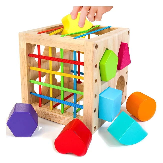 Jeu de tri Montessori Cube - Hellowood - À partir de 1 an - Motricité et apprentissage - 8 cubes en bois