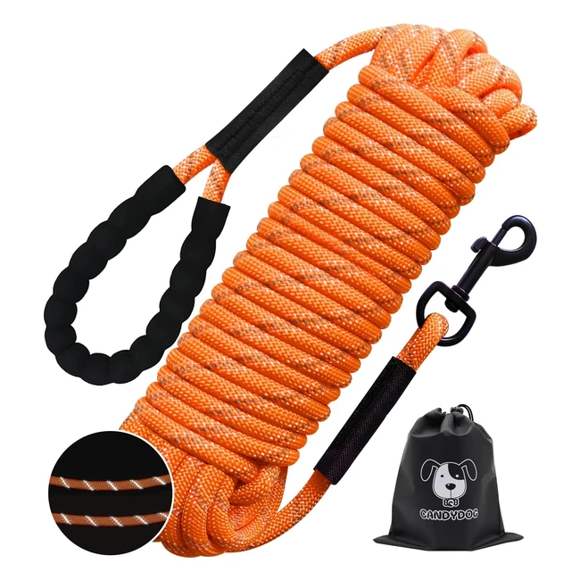 Longe pour chien Candydog 30m - Laisse corde avec poigne rembourre - Convien