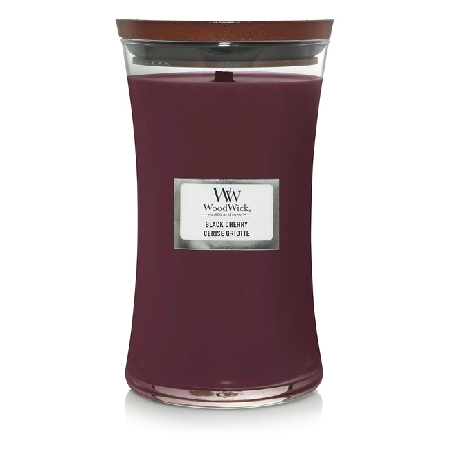 Woodwick Large Hourglass Scented Candle - Black Cherry - Up to 130 Hours Burn Ti