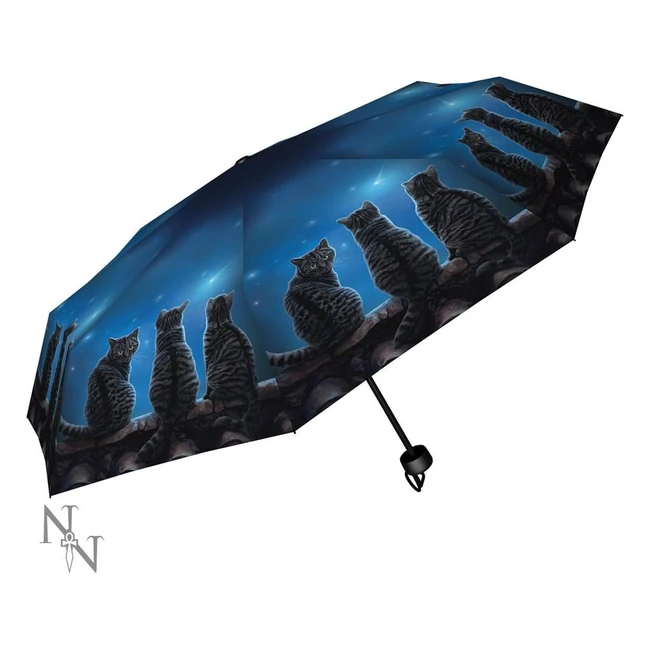 Parapluie bleu Lisa Parker, 24 cm, rétractable, en plastique et métal 190T pongé