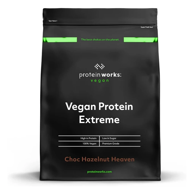 Protein Works Proteina Vegana Extreme in Polvere - 5 Fonti Proteiche - 28 Agitare - Cioccolato Nocciola Paradiso
