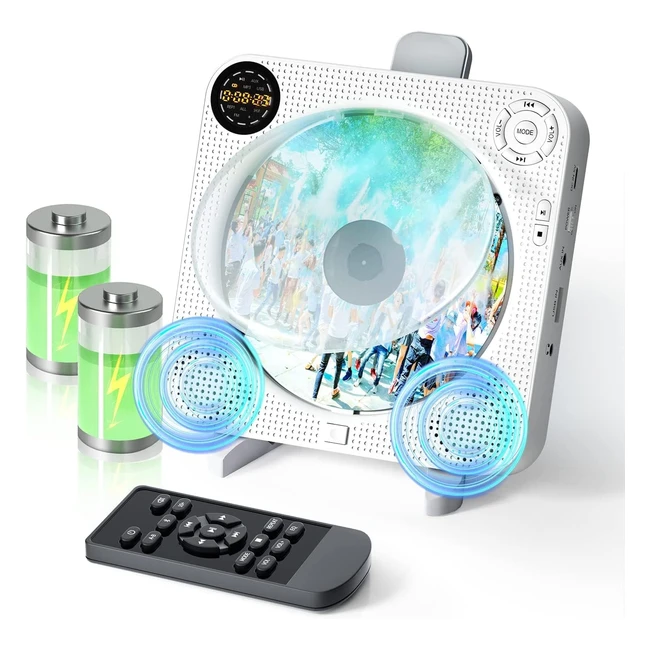 Lecteur CD Bluetooth Mural Rechargeable - Hautparleurs Hifi - FM Radio - USBAUX