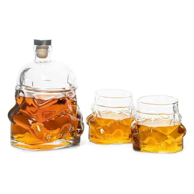 Original Stormtrooper Decanter Set - 2x 3D Whiskey Glasses - Whiskey Bourbon Scotch Gin - 750ml Decanter - Cork Seal