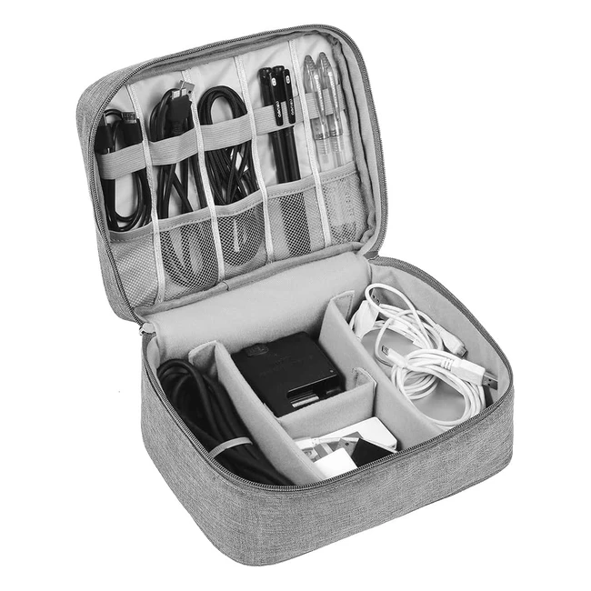 Travel Cable Organizer Bag - HCFGs Universal Carry Gadget Bag for Electronics Accessories - Gray