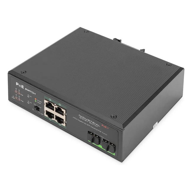 Digitus Industrie 4-Port Gigabit PoE Switch mit SFP Uplink, erweiterter Temperaturbereich