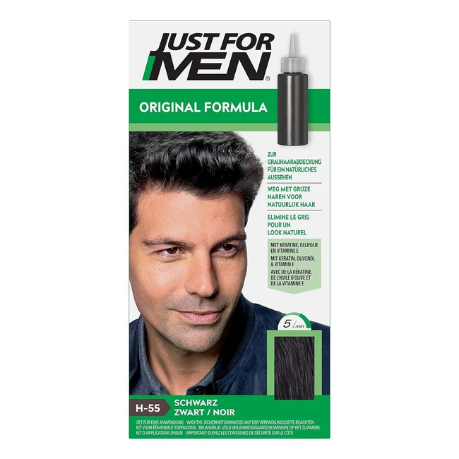 Just for Men Original Formula Haarfarbe Schwarz H55 - Natürlicher Look und langanhaltende Ergebnisse