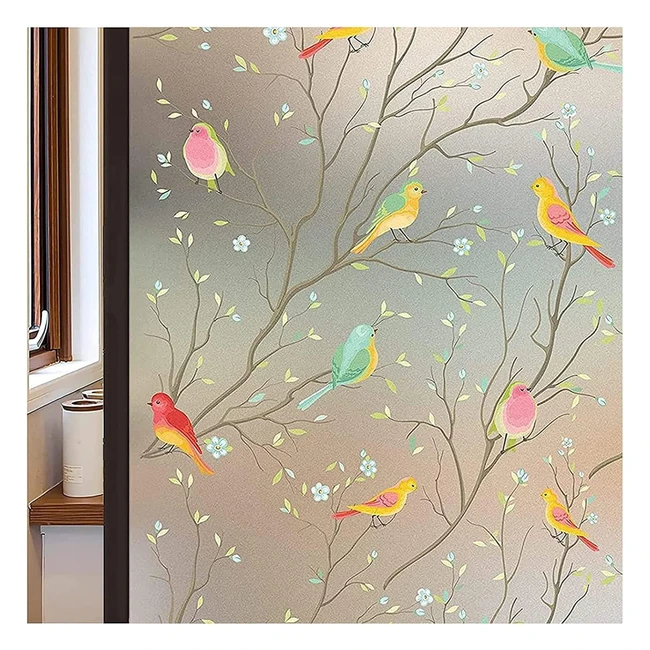 LifeTree Stained Glass Window Film - Privacy Frosted Film for Glass Windows - An