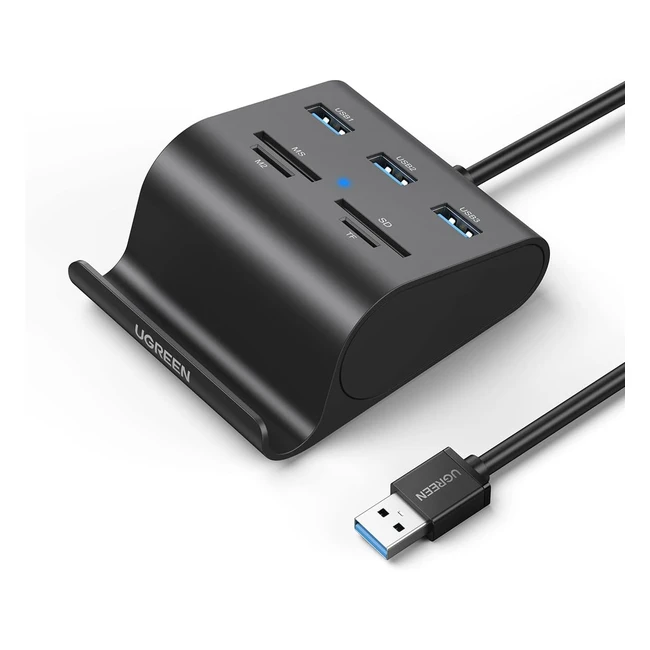 UGREEN USB 3.0 Hub SD Card Reader Phone Stand - 4 Card Slots - Mac OS, Surface Pro, IdeaPad, MacBook, Windows - Compatible with SD, SDXC, SDHC, TF, MS, Micro SD, Micro SDXC, Micro SDHC